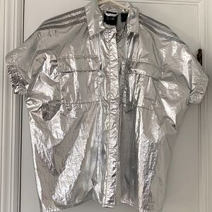 NWT Adidas Ivy Park short sleeve silver blouse - S.